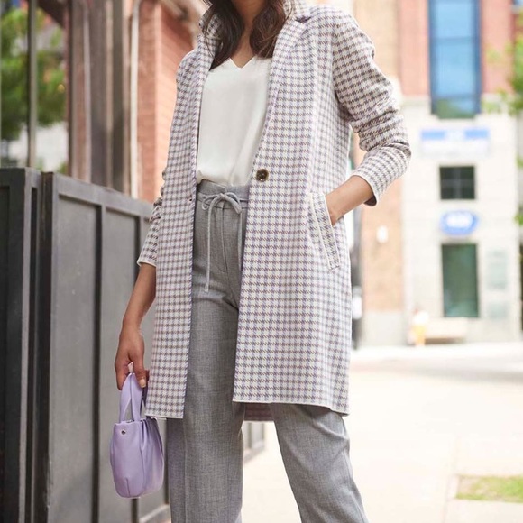 Brand new with tags RW and Co women chequered coat, white and light purple - Picture 9 of 10
